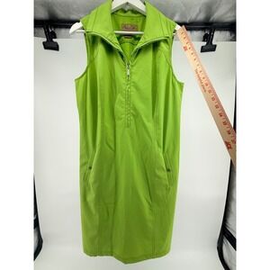 Peck & Peck Weekend Lime Green Sleeveless Half Zip Shift Dress Medium